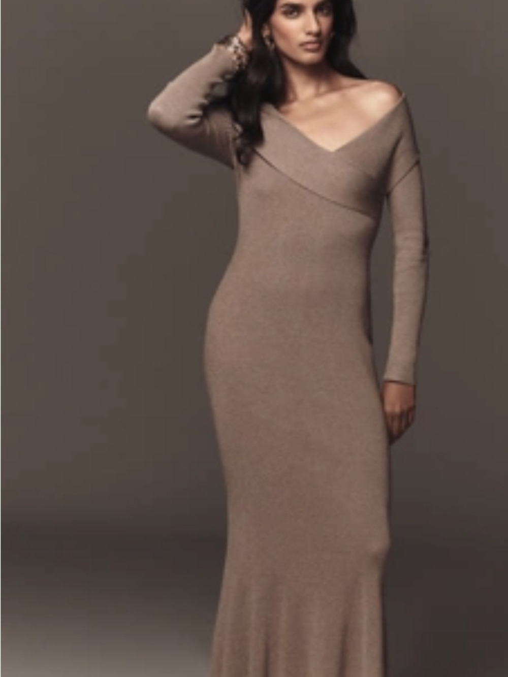 By Anthropologie Off-Shoulder Slim Sweater Dress